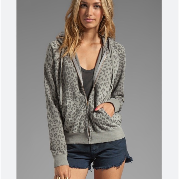 Current/Elliott The Zip Hoodie in Grey Leopard *LIKE NEW! - Picture 1 of 7